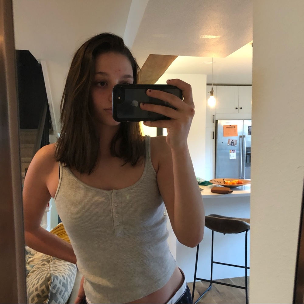 brandy melville grey button up tank